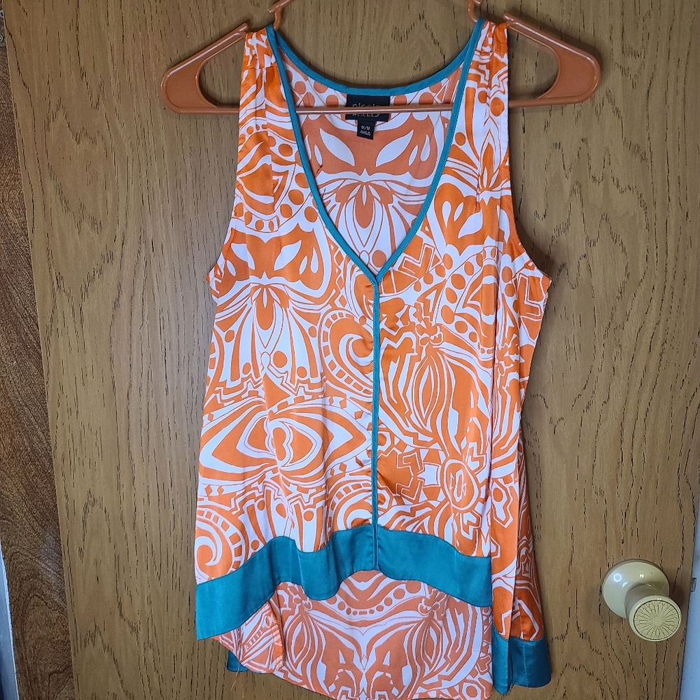 Orange and white blouse